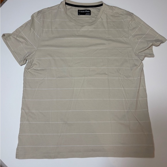 Calvin Klein Light Gray and beige Striped Tee (two) - Picture 6 of 8